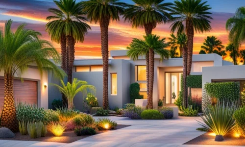 palm springs curb appeal. add new plants and fresh mulch
