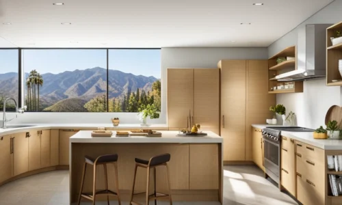 house kitchen cabinets, vanities, and doors look dated in palm springs